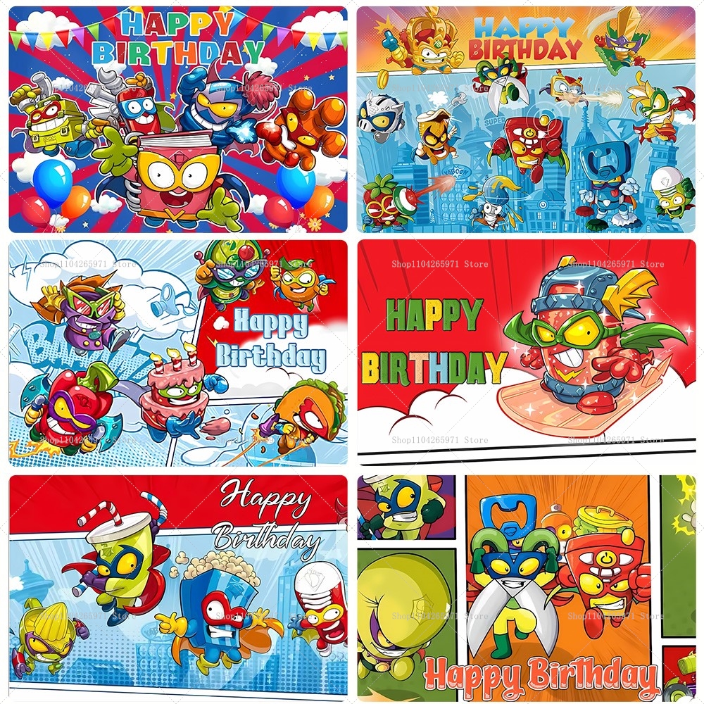 Photography Composition - Cartoon SuperZings Photography Backdrop Children Birthday