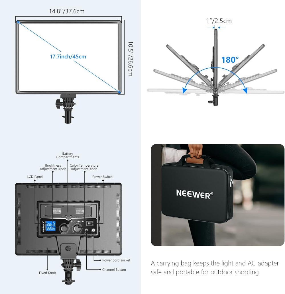45W 4800Lux Dimmable Bi-Color  – Video Led Light Panel Bewertung und Preis
